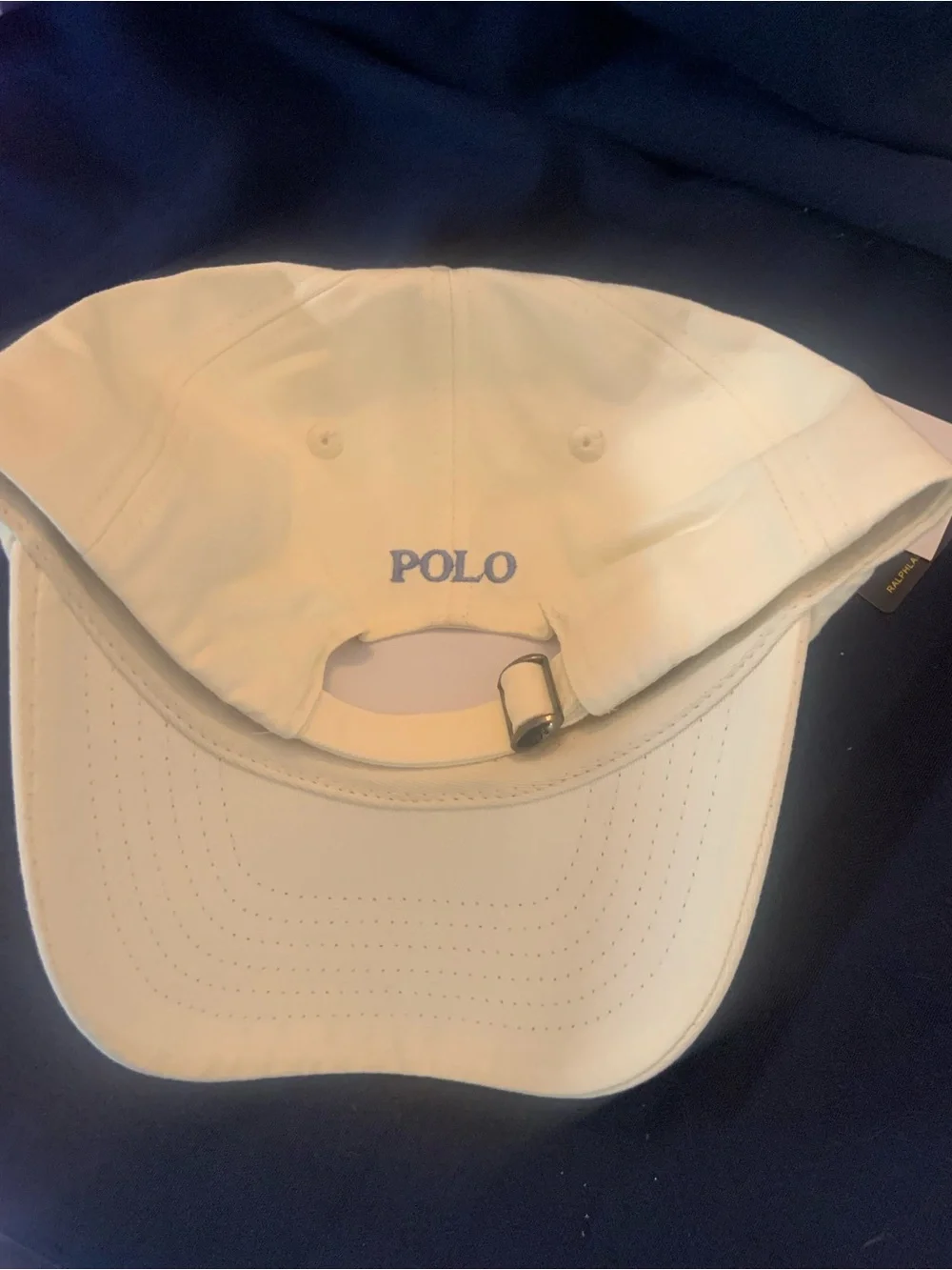 Ralph Lauren Cream Cap with Blue Polo Logo - Picture 12 of 13